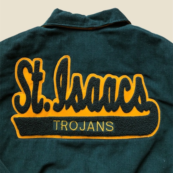 1980s St. Isaacs Trojans Corduroy Varsity Jacket - Picture 5 of 5